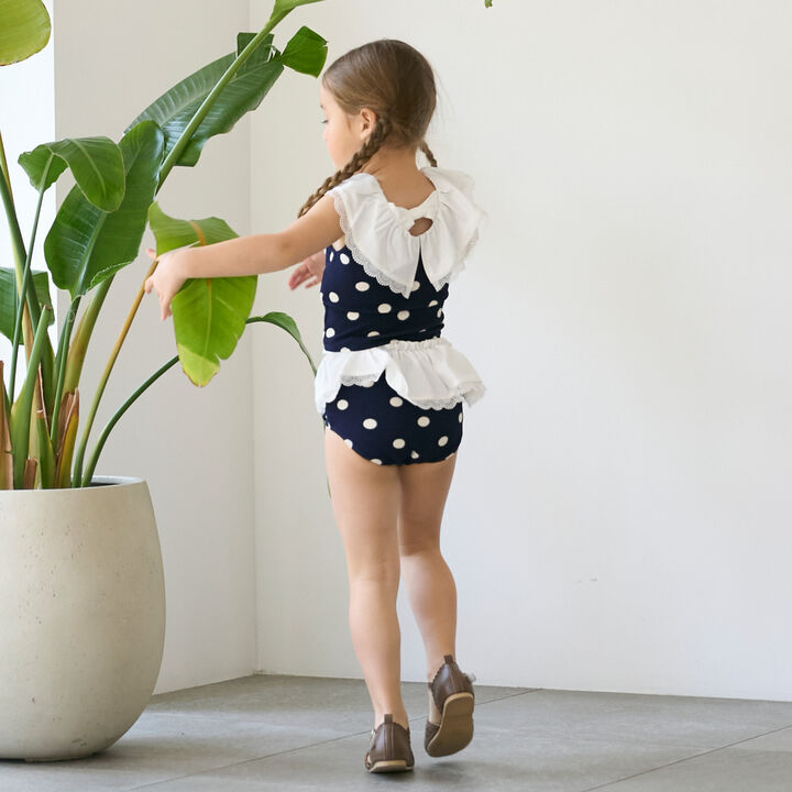 [SWIM] Dot Lace Frill Tankini,Light khaki, medium image number 1