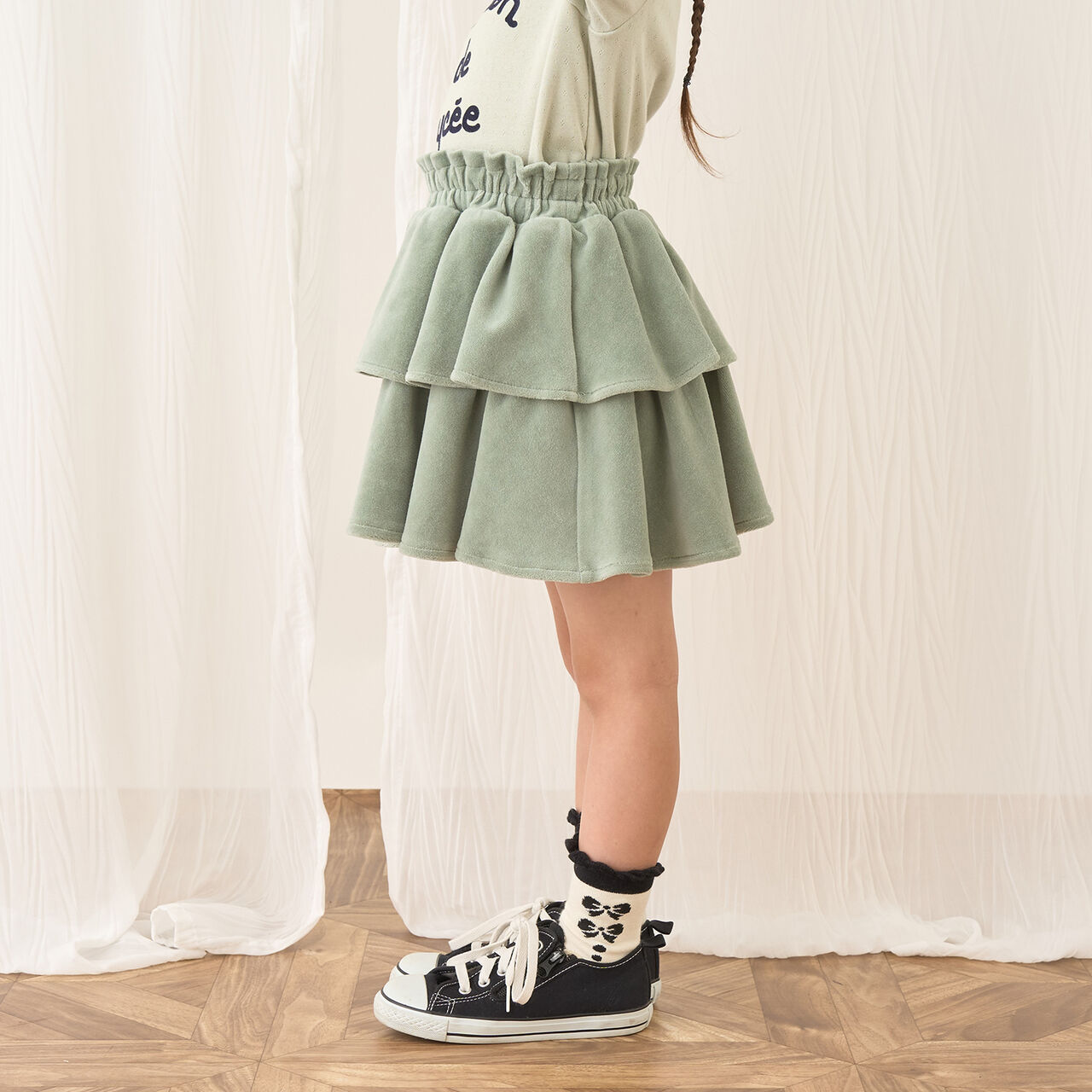 Plush Velour Coordinatable Tiered Skirt,Black, large image number 26