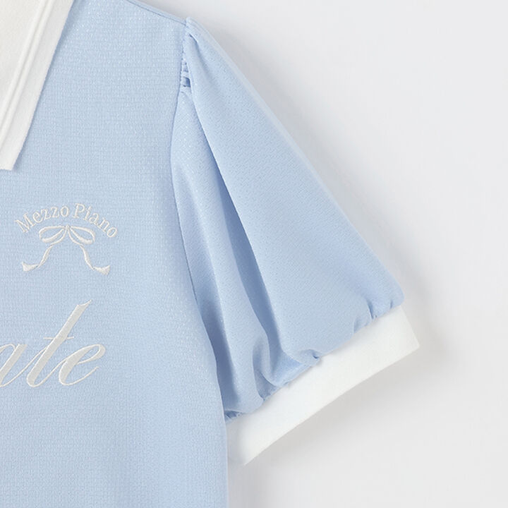 [UV Protection & Cool Touch] Collared Top,Sax blue, medium image number 8