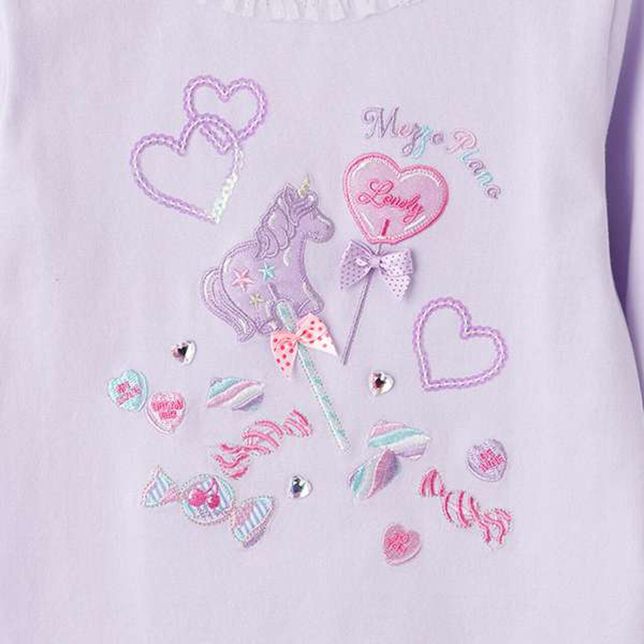 Unicorn Candy Embroidered Long-Sleeve T-Shirt,Off white, large image number 3
