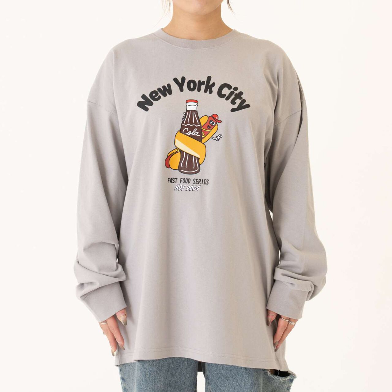 [Parent-Child Matching] [DAD] OFUZAKE Street Long Sleeve T-Shirt,Light gray, large image number 0