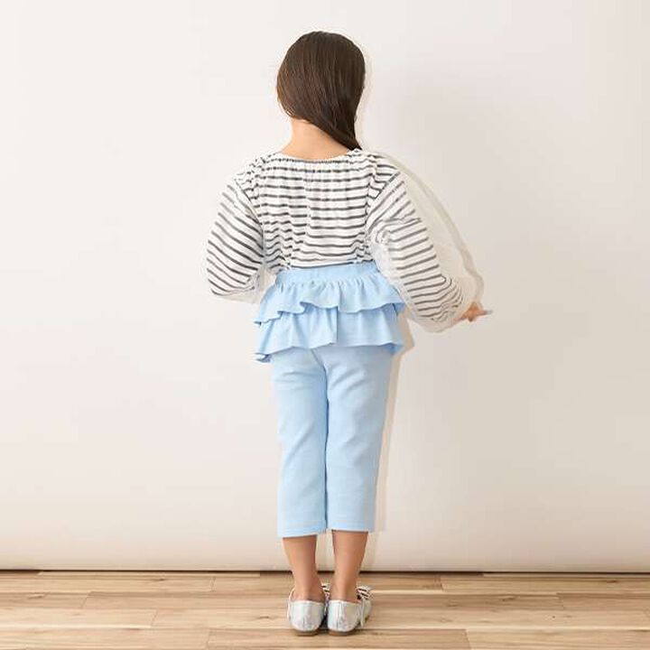 Soft Cotton Tulle Layered Stripe Boat Neck T-Shirt,Blue, medium image number 8