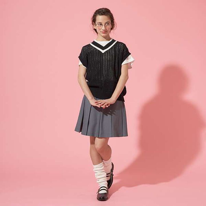 [AMI] Patchwork Knit Mesh Vest Set,Black, medium image number 9