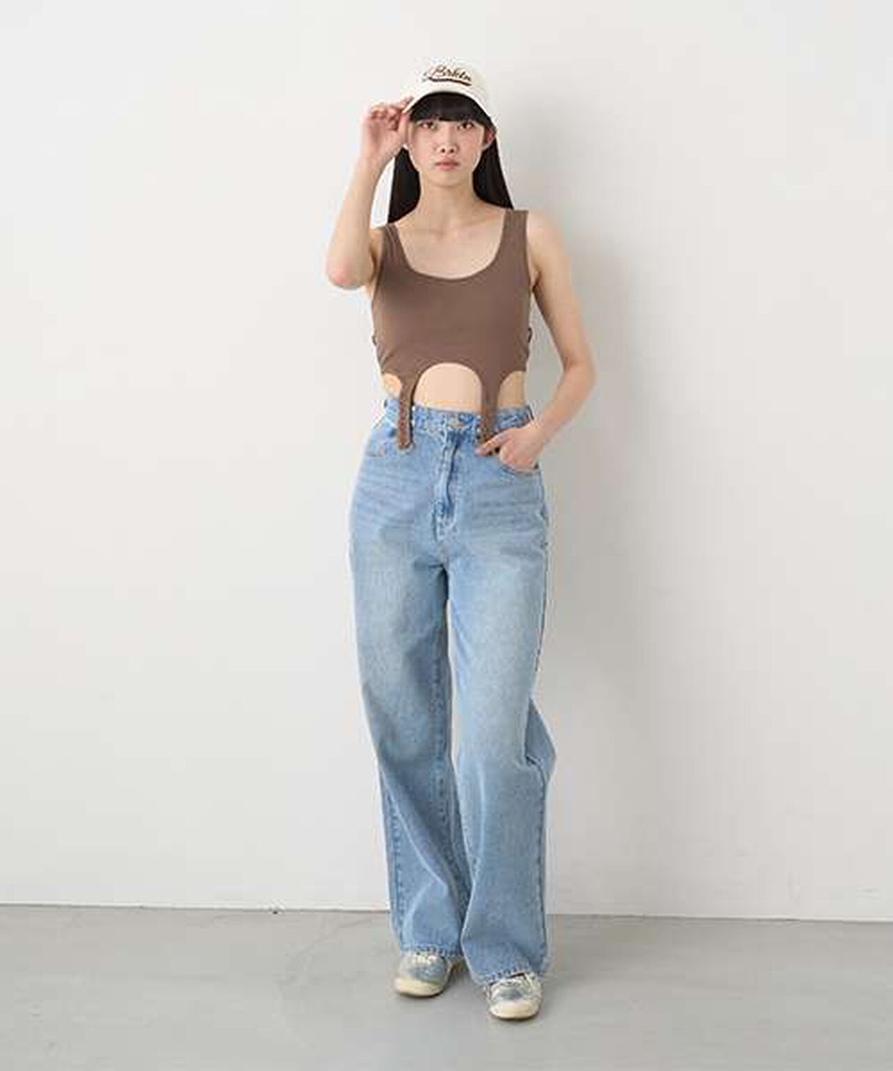 Tack Denim Wide Pants,Gray, large image number 8