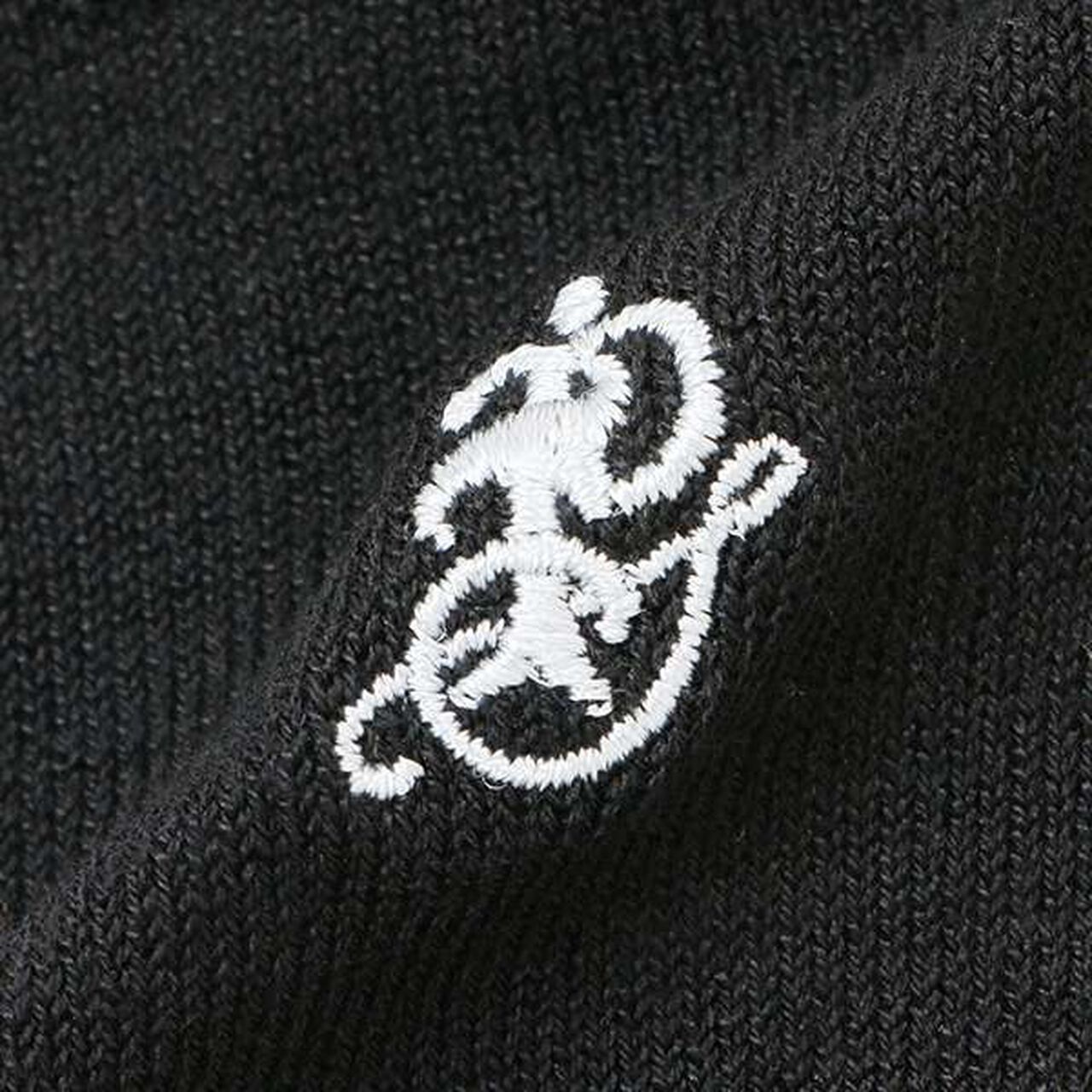 One-Point Embroidery Knee-High Socks,Deep red, large image number 4