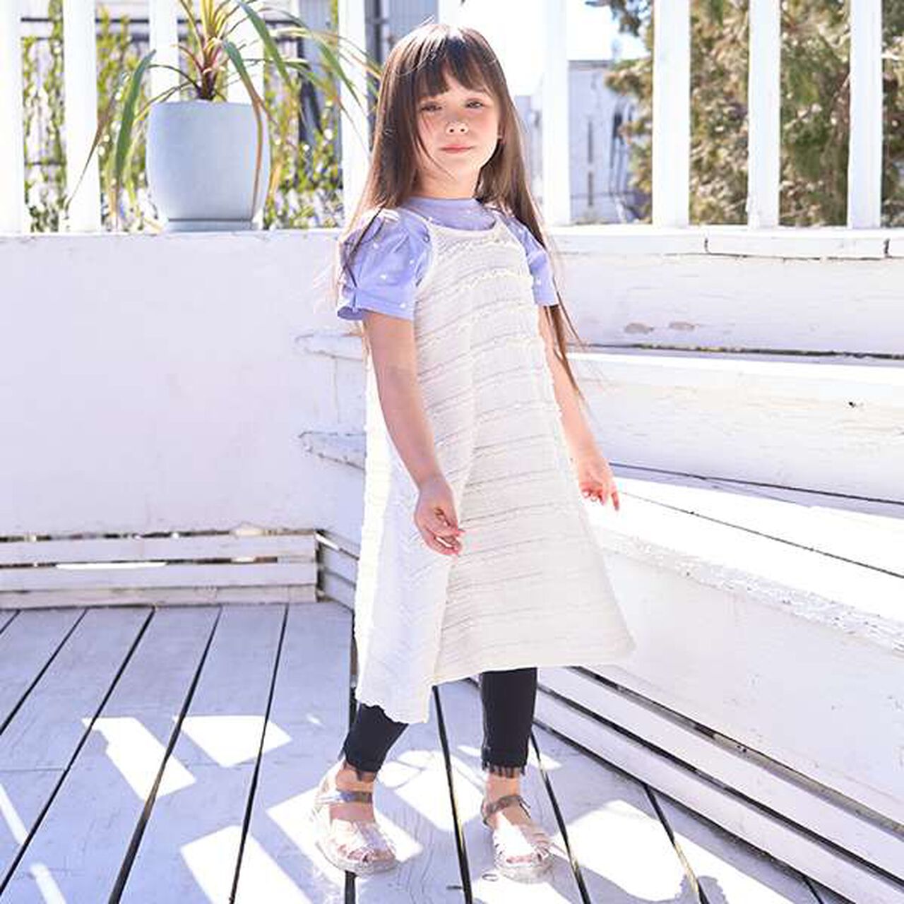 Frill Knit Lace Camisole One-Piece Dress,Ivory, large image number 0