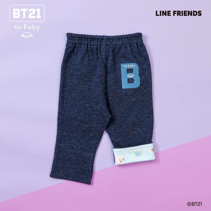 [BT21] Denim-Style Knit Twill 7/8 Pants,Blue, medium image number 5