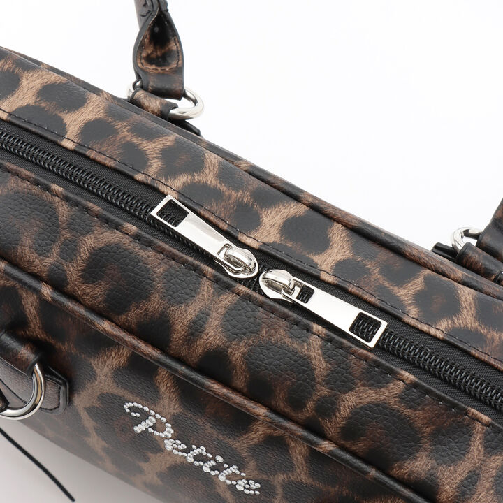 Lace-Up Long Handle Boston Bag,Beige, medium image number 2