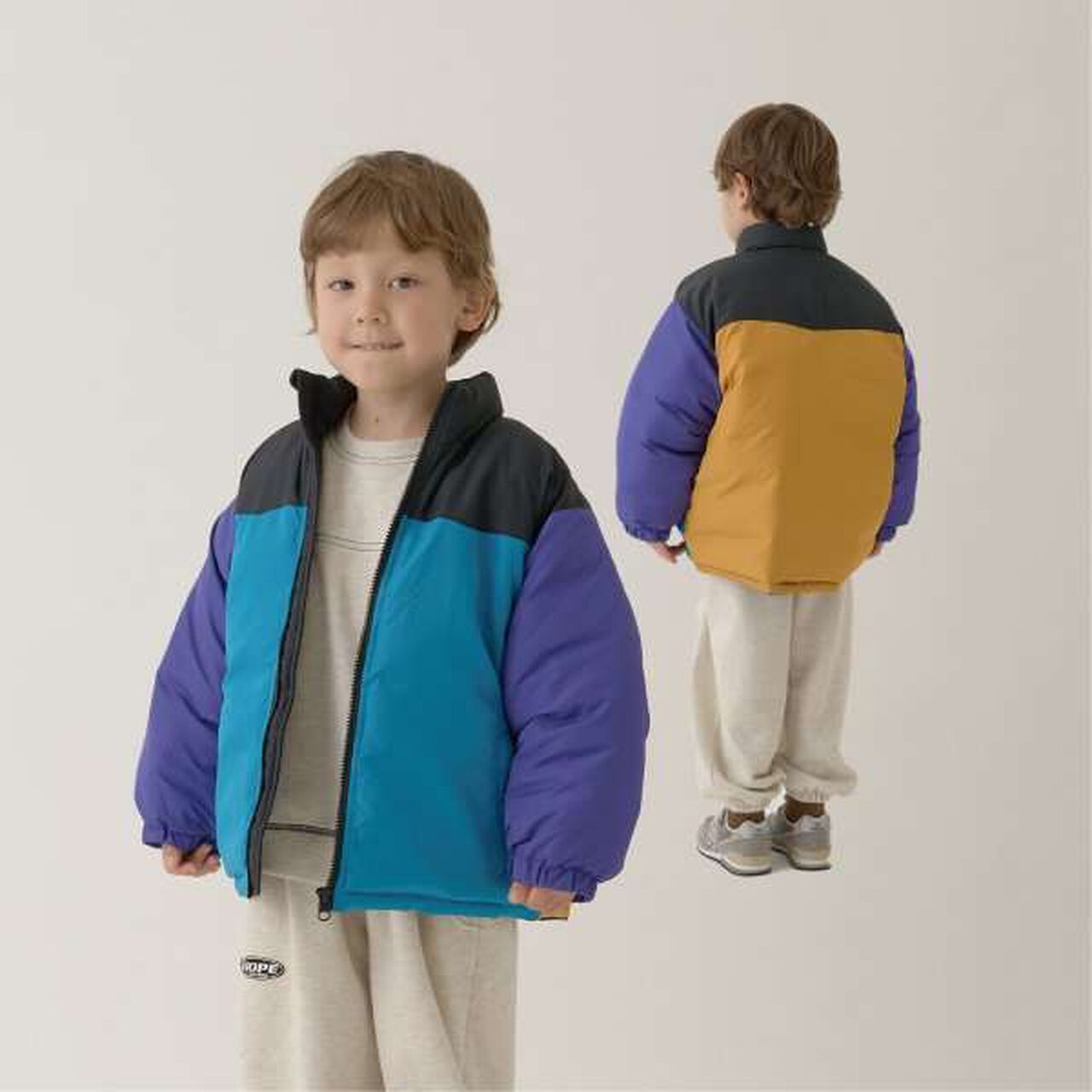 Versatile Bi-Color Puff Jacket,Camel, large image number 22