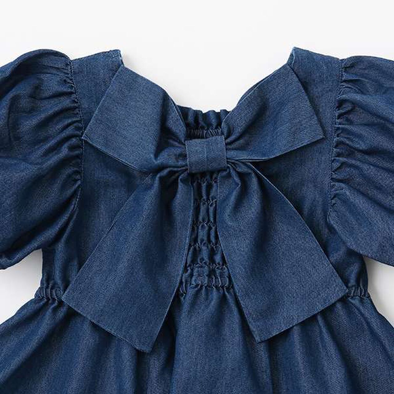 Puff Sleeve Peplum One-Piece Dress,Blue, large image number 14