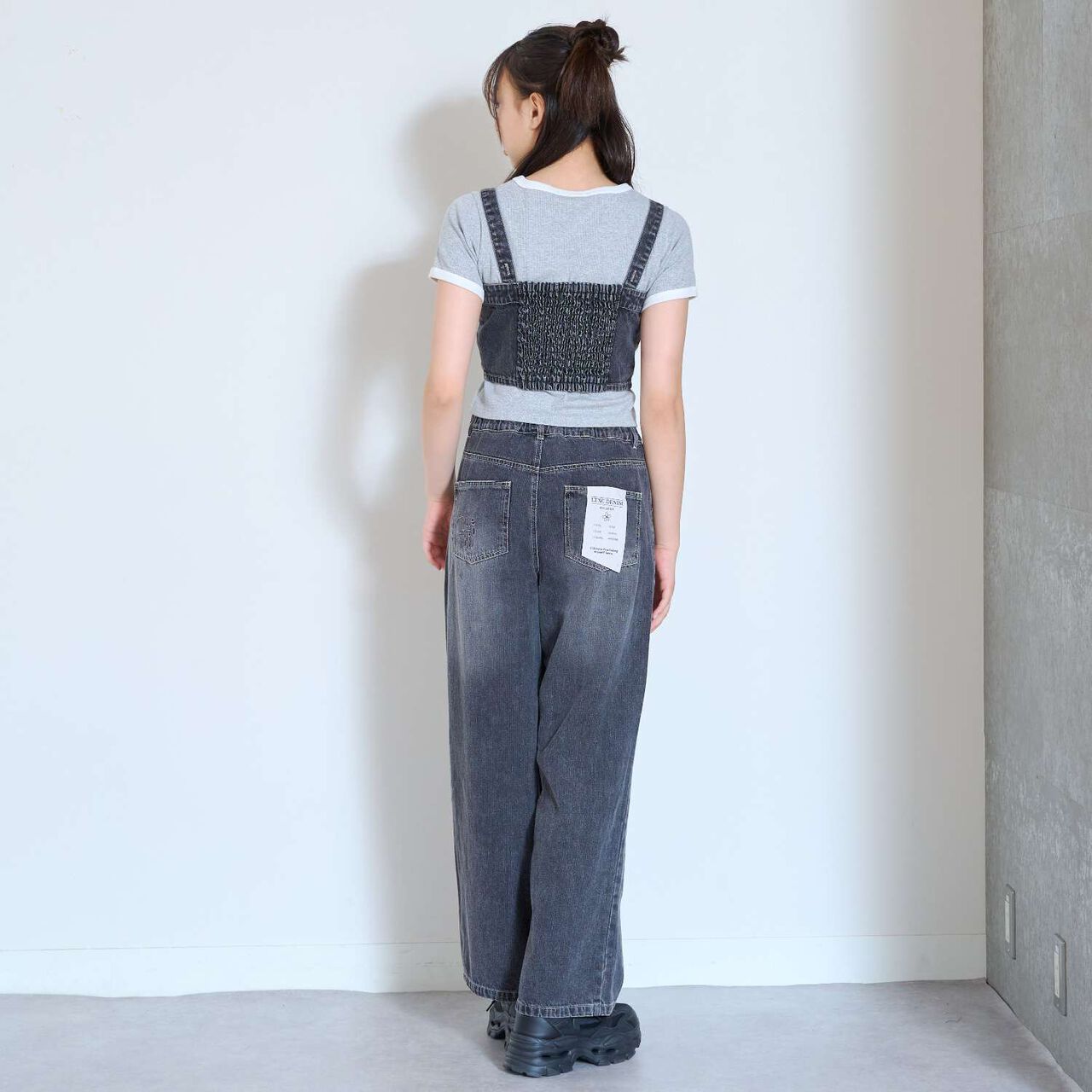 [LTXC] Denim Bustier & Wide Pants Outfit Set,Blue, large image number 7