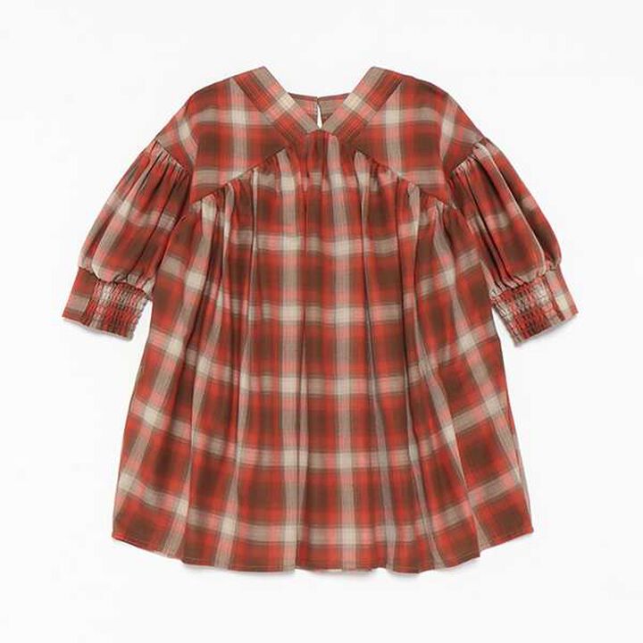 [Link] Ombre Check Volume Mini Dress,Black, medium image number 5