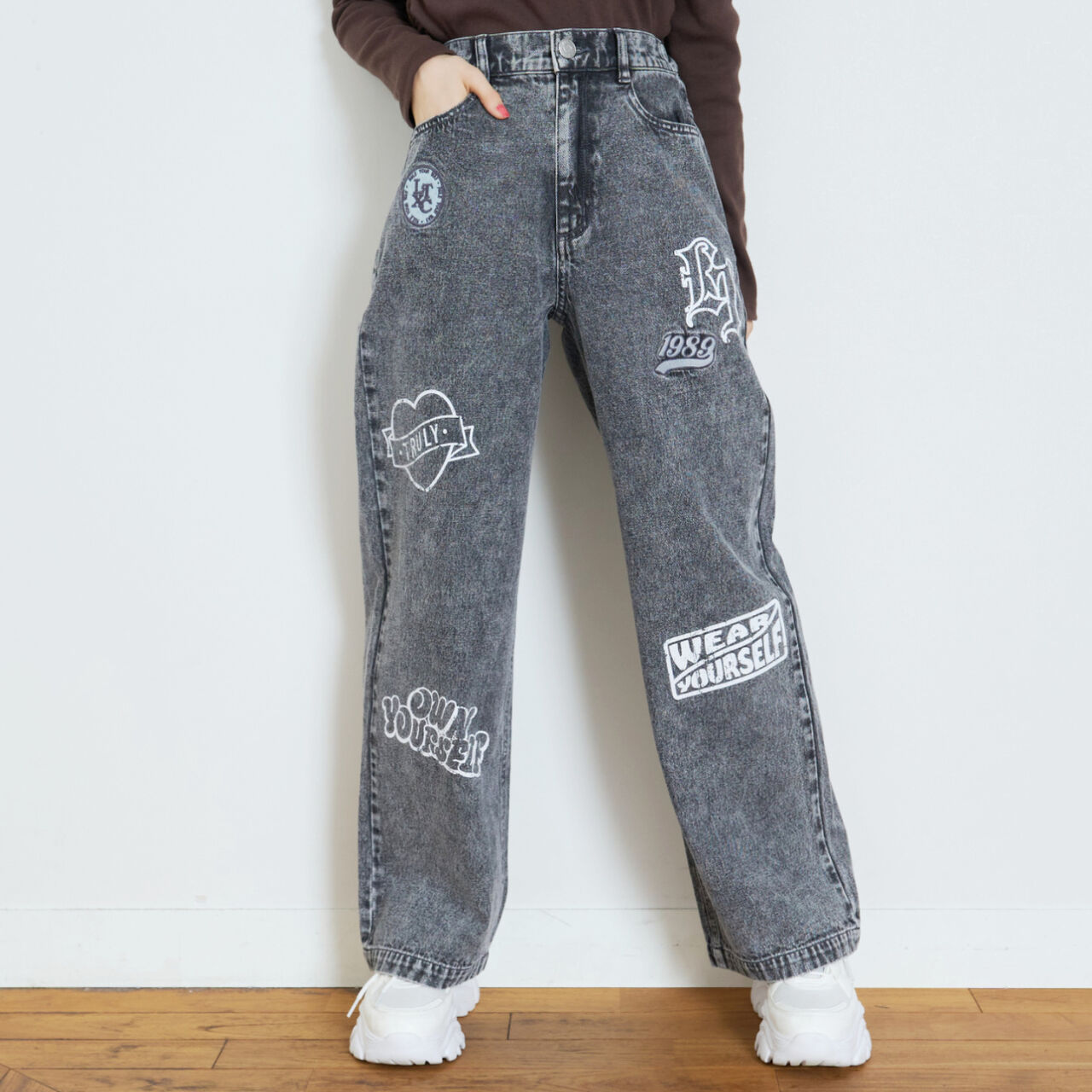 [LTXC] Patch Design Denim Pants,Gray, large image number 0