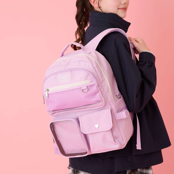 Water-Repellent Clear Pocket Backpack with Charm 20L,, medium