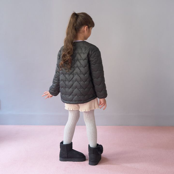 [Light and Fluffy] Heart Quilted Puff Jacket with Storage Pouch,Blue gray, medium image number 13