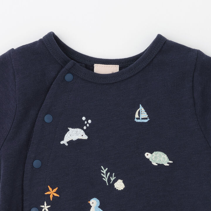 2WAY Embroidered Sea Creatures Romper,Pearl white, medium image number 3