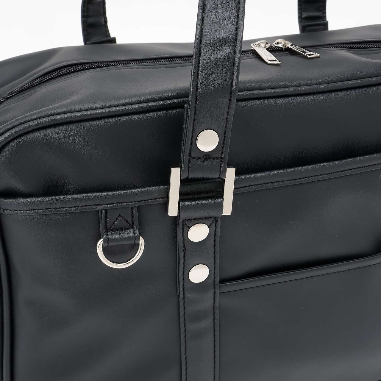 Synthetic Leather School Bag,Black, large image number 3