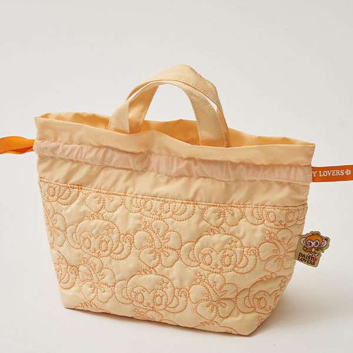 Lucky All-Over Pattern Embroidered Drawstring Tote,Orange, medium image number 1