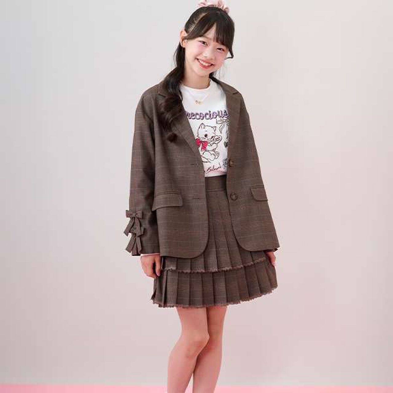 Trim Lace Double Layer Pleated Skirt-Pants,Black, large image number 18