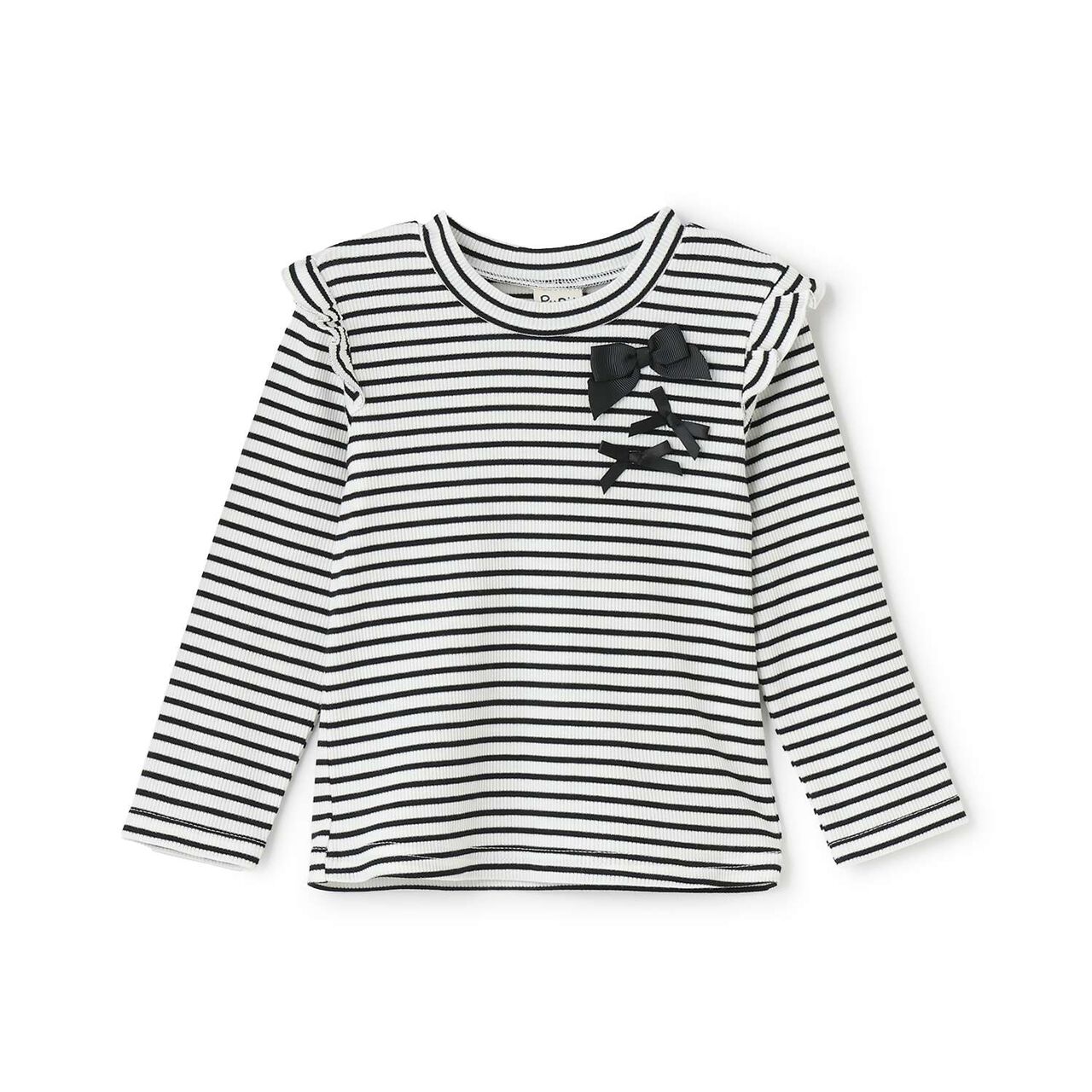 Basic Ribbed Long T-Shirt,Black, large image number 0