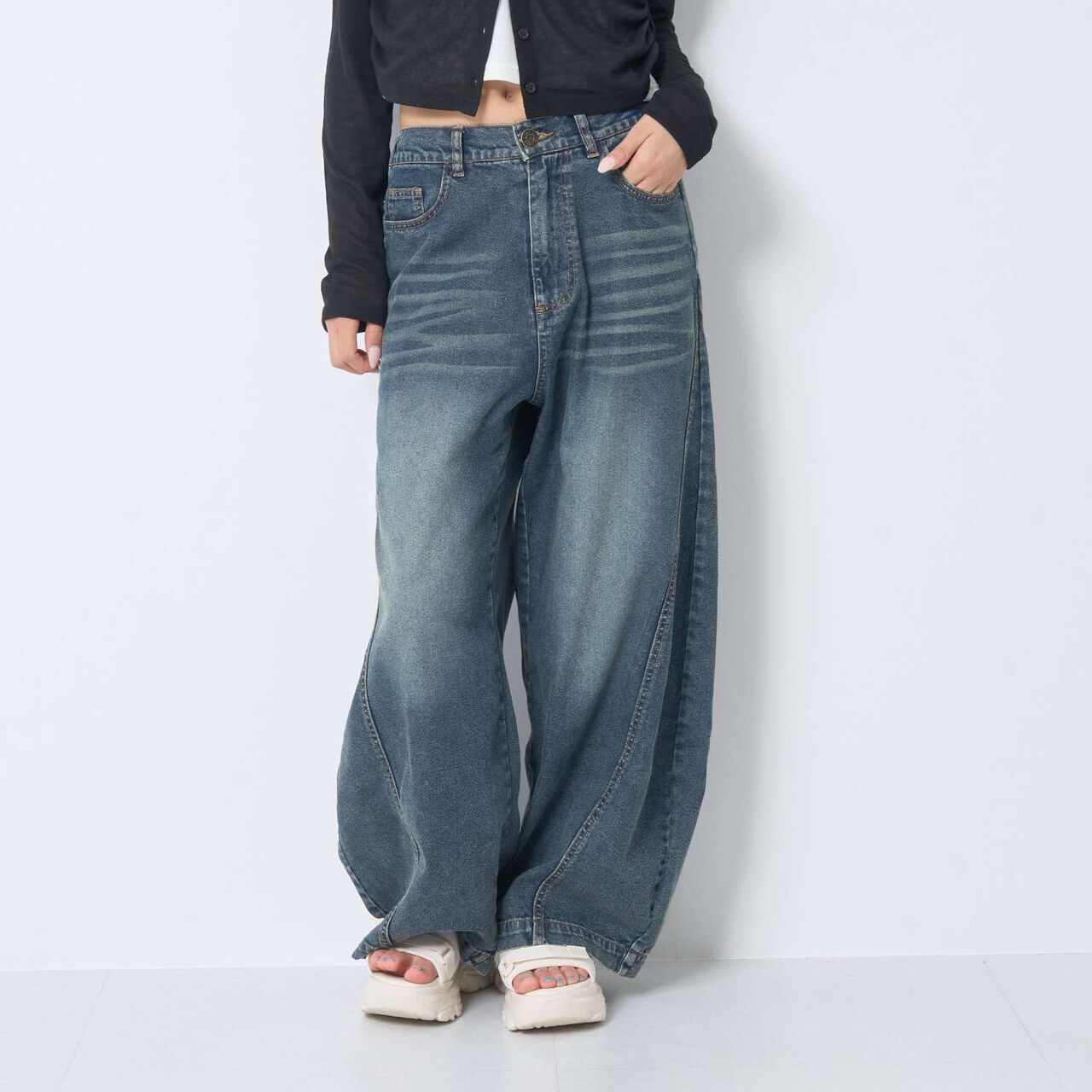 [LTXC / Cool Touch] Balloon Denim Pants,Gray, large image number 5
