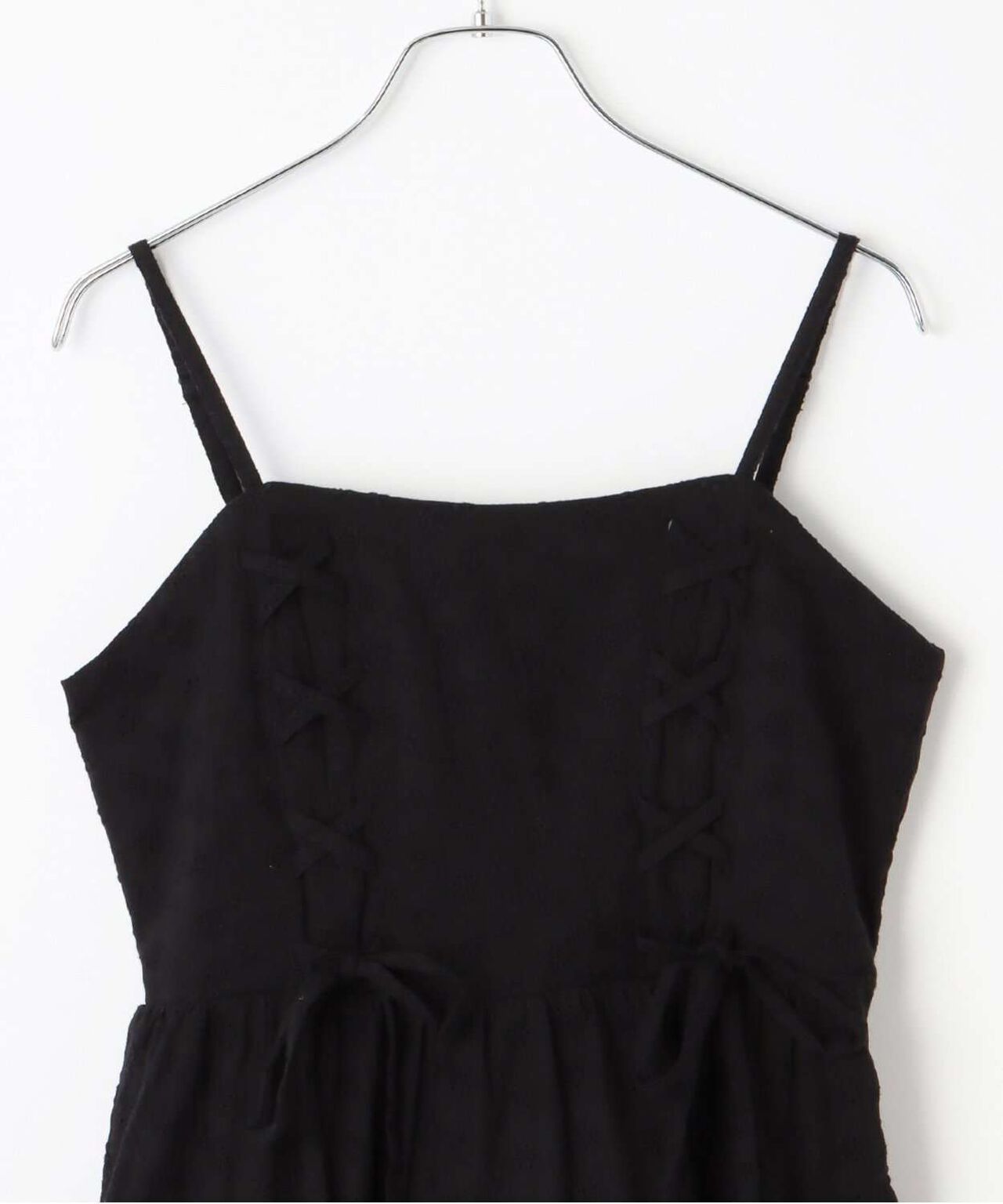 Lace-up Camisole Dress [Korean Fashion],Black, large image number 9