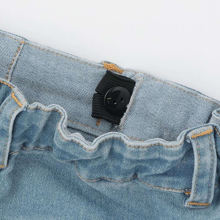 Beautiful Silhouette Stretch Heart Pocket Flare Denim Pants,Blue, medium image number 5