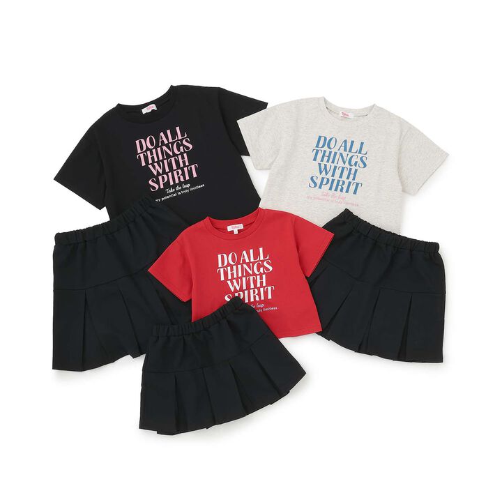 [3way Cool Touch] Logo Short-Sleeve T-Shirt & Pleated Skirt Outfit Set,Smoke white, medium image number 25