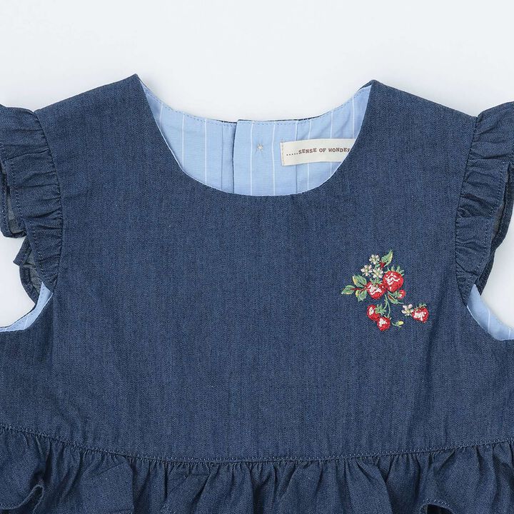 Wild Strawberry Embroidered Jumper Skirt,Navy, medium image number 2