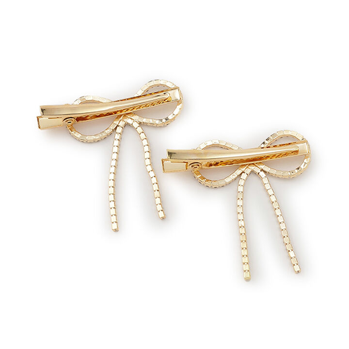 Sparkling Ribbon Clips (Set of 2),Gold, medium image number 1