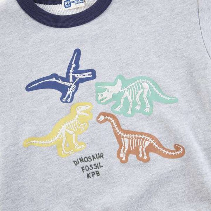 KP Boy Dinosaur Fossil Embroidered Sweatshirt [80-130],Blue, medium image number 15