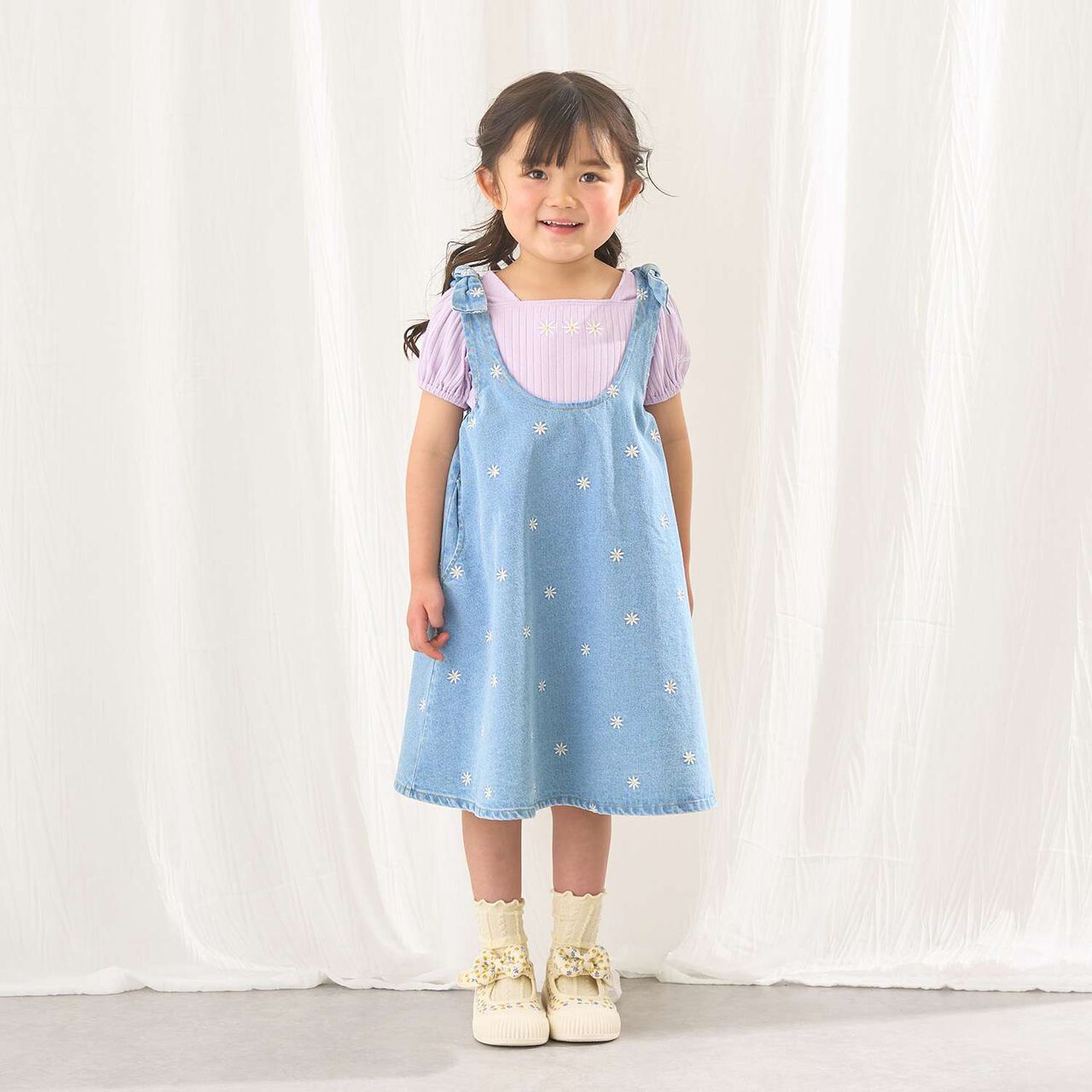 [Tomodeni] Assorted Embroidered All-Over Pattern Flare One-Piece Dress,Blue, large image number 17