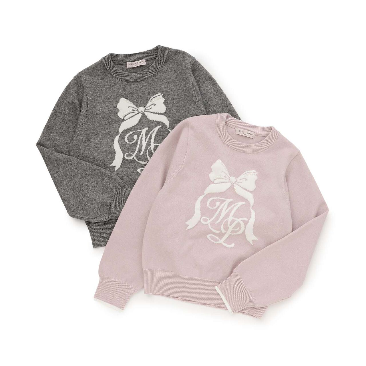 Knit Pullover with Pearl-Accent Ribbon,Light pink, large image number 3