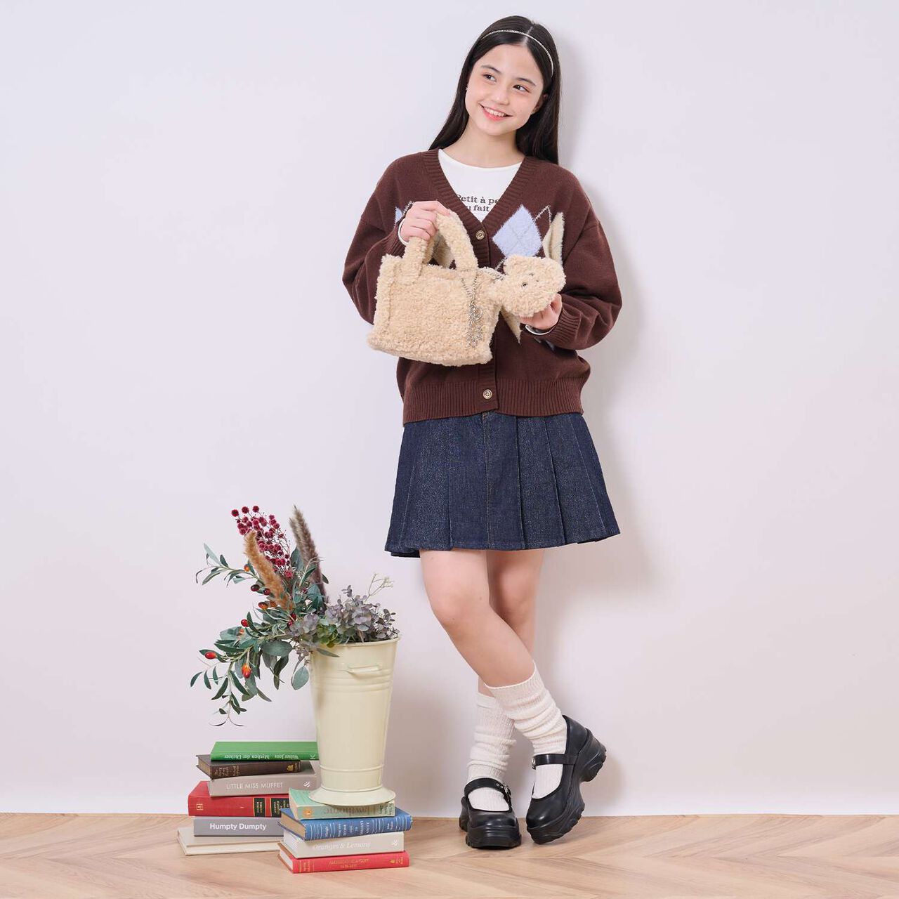 Lame Denim Skirt,Navy, large image number 15