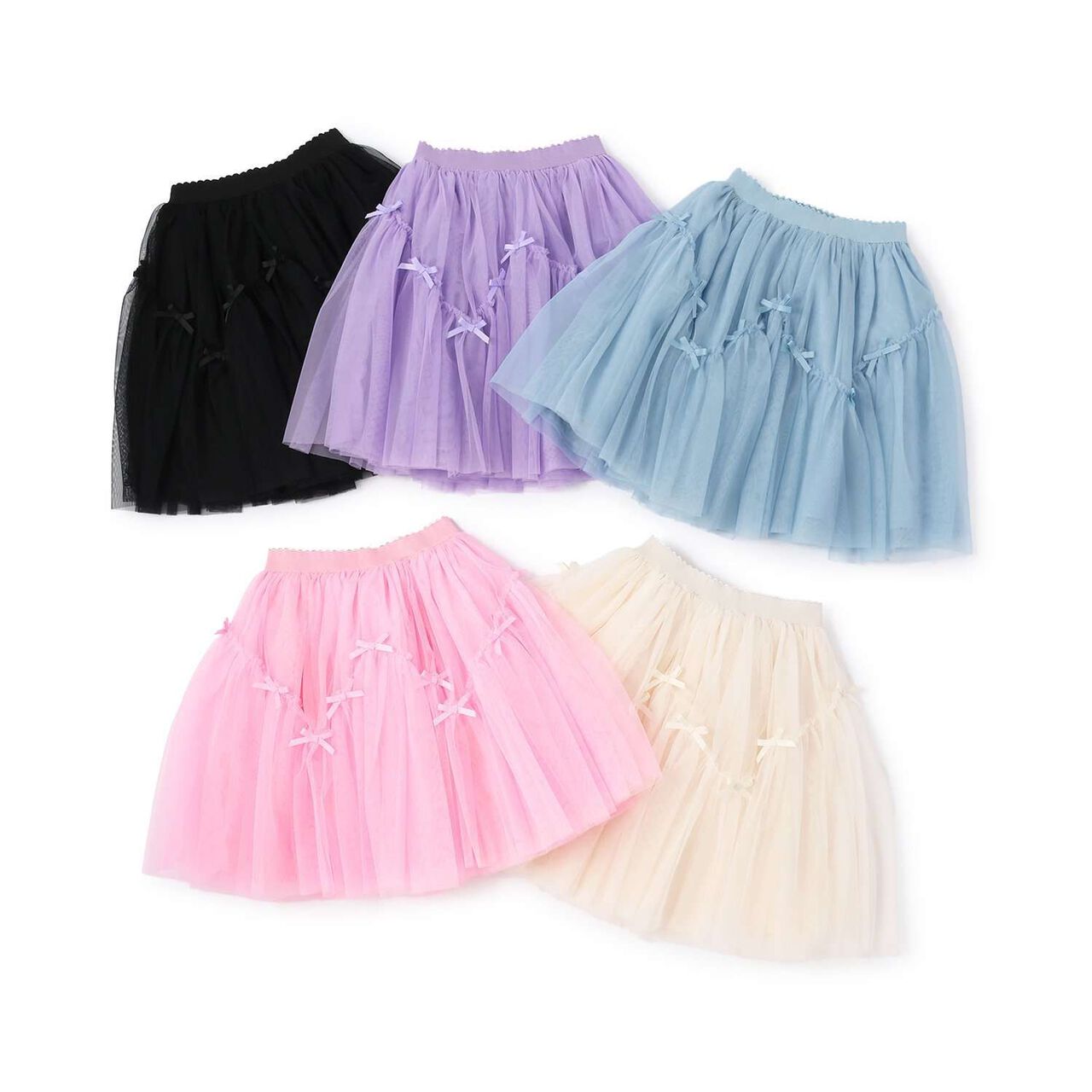 Wavy Panel Gathered Tulle Skirt [Lycee Mine Ballet Series],Black, large image number 11