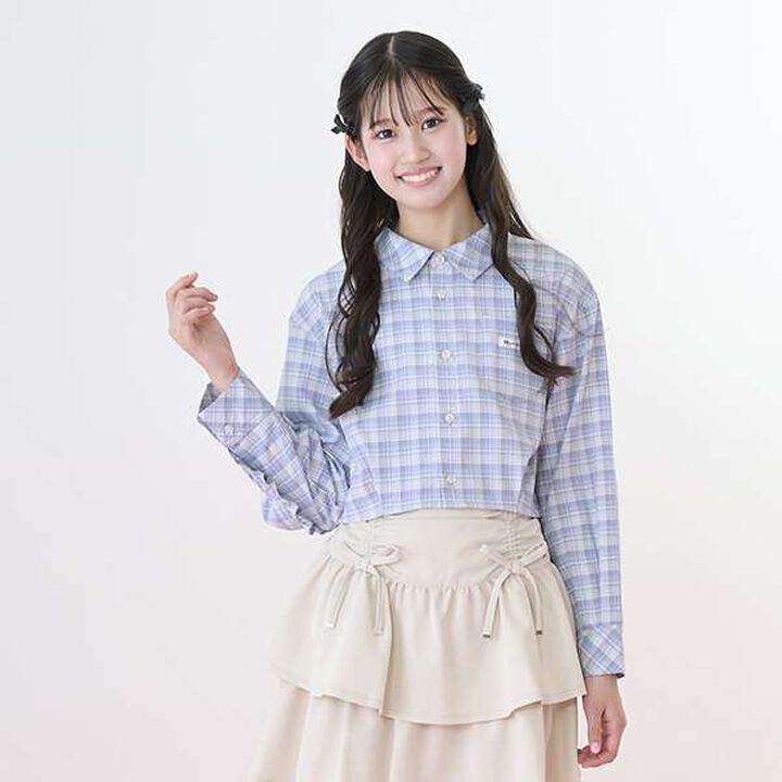 Cropped Frill Shirt,Light gray, medium image number 0
