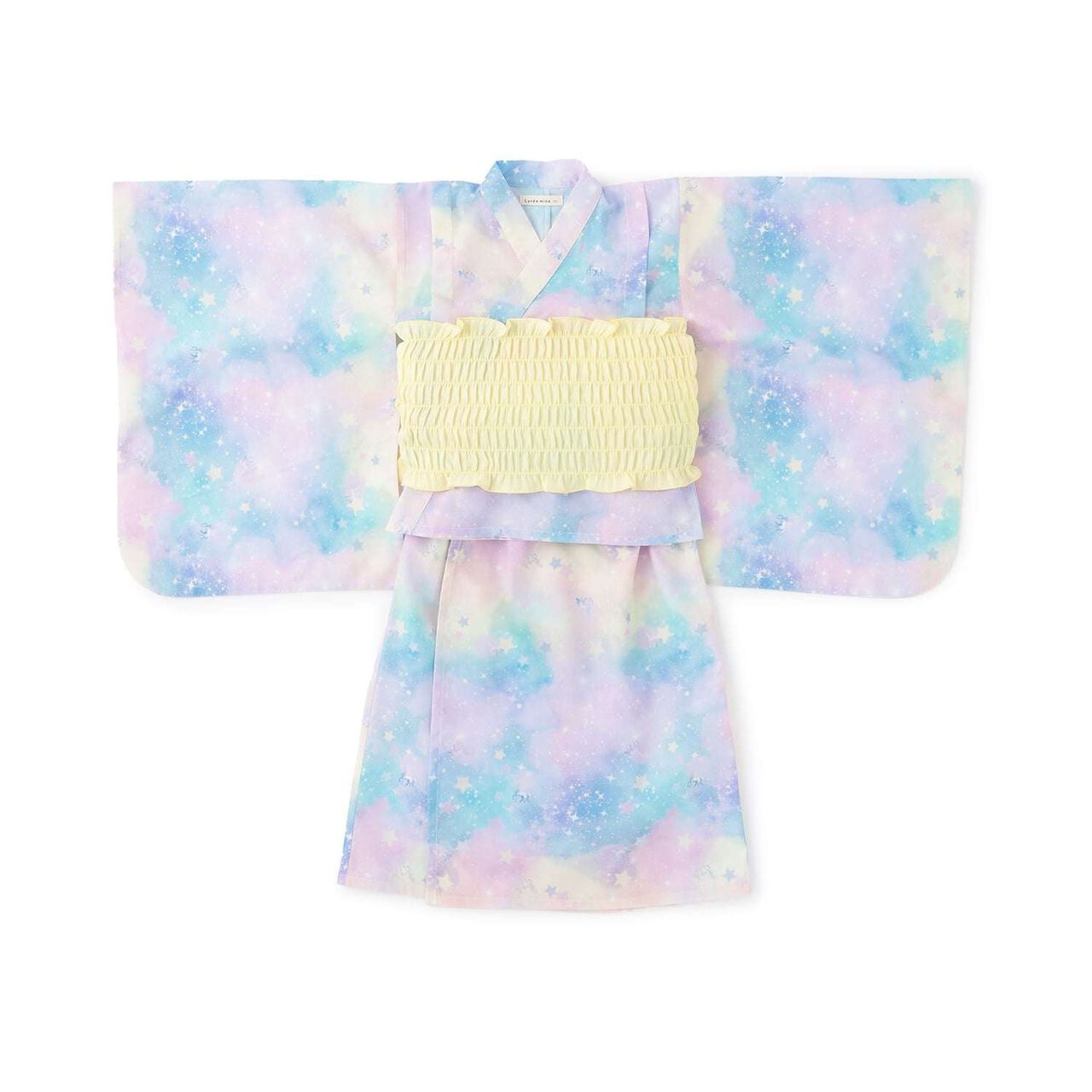 [Easy Wear♪] Cool Touch 4-Way Separate Yukata with Obi Belt (Kawaii) [Kids Girls],Dark red, large image number 4