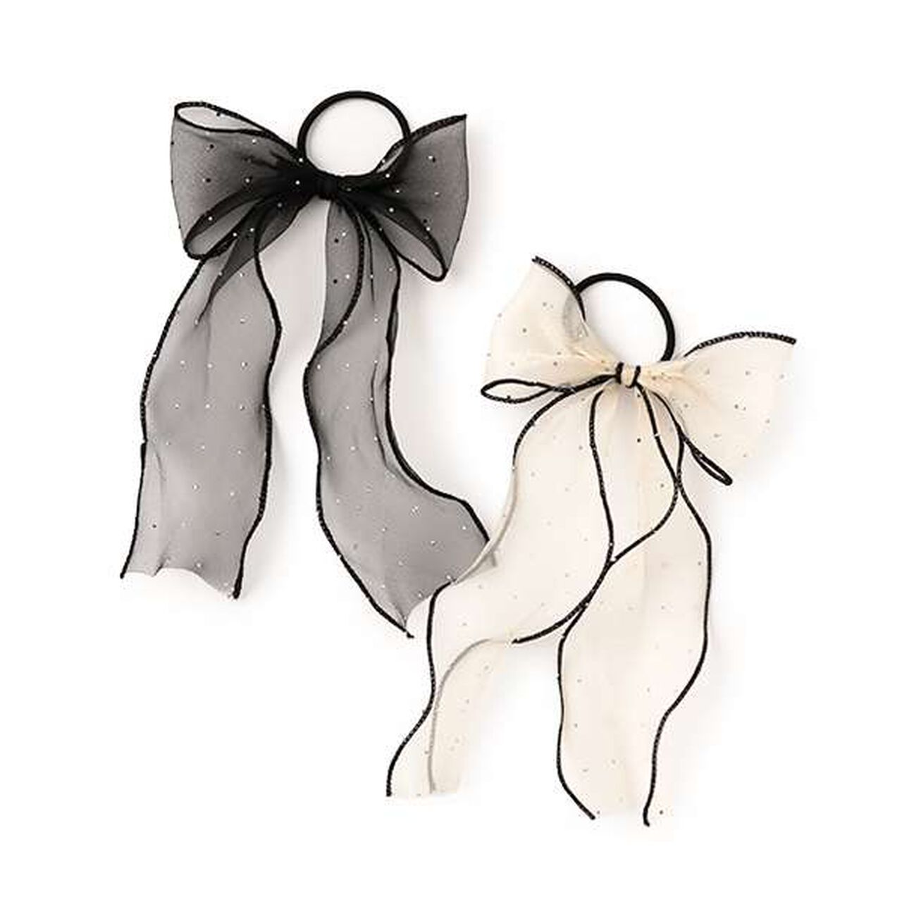 Sparkling Ribbon Hair Tie,Black, large image number 3