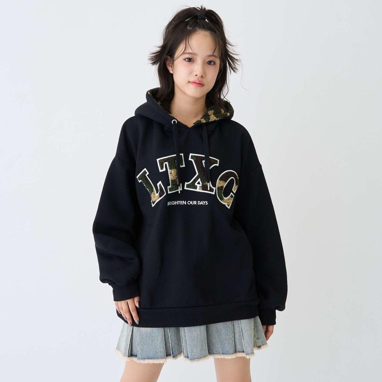 [LTXC] 100% Cotton Wool Lined Boa Logo Hoodie,Black, large image number 4