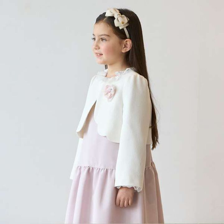 Long-Sleeve OP + Scallop Trim Jacket Set,Beige, medium image number 30