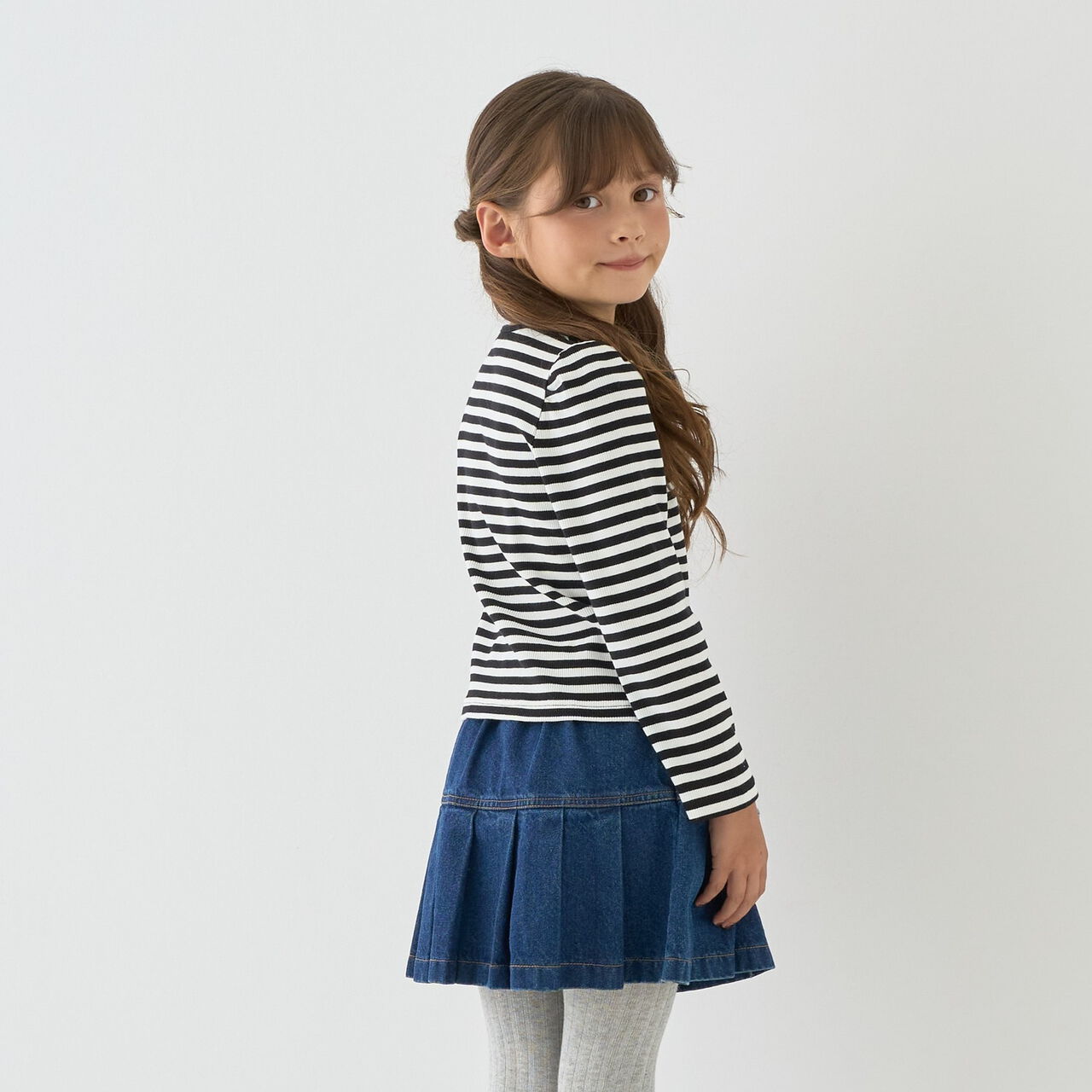 [Mini Length] Bi-Color Ribbon Ribbed Top,Blue gray, large image number 8