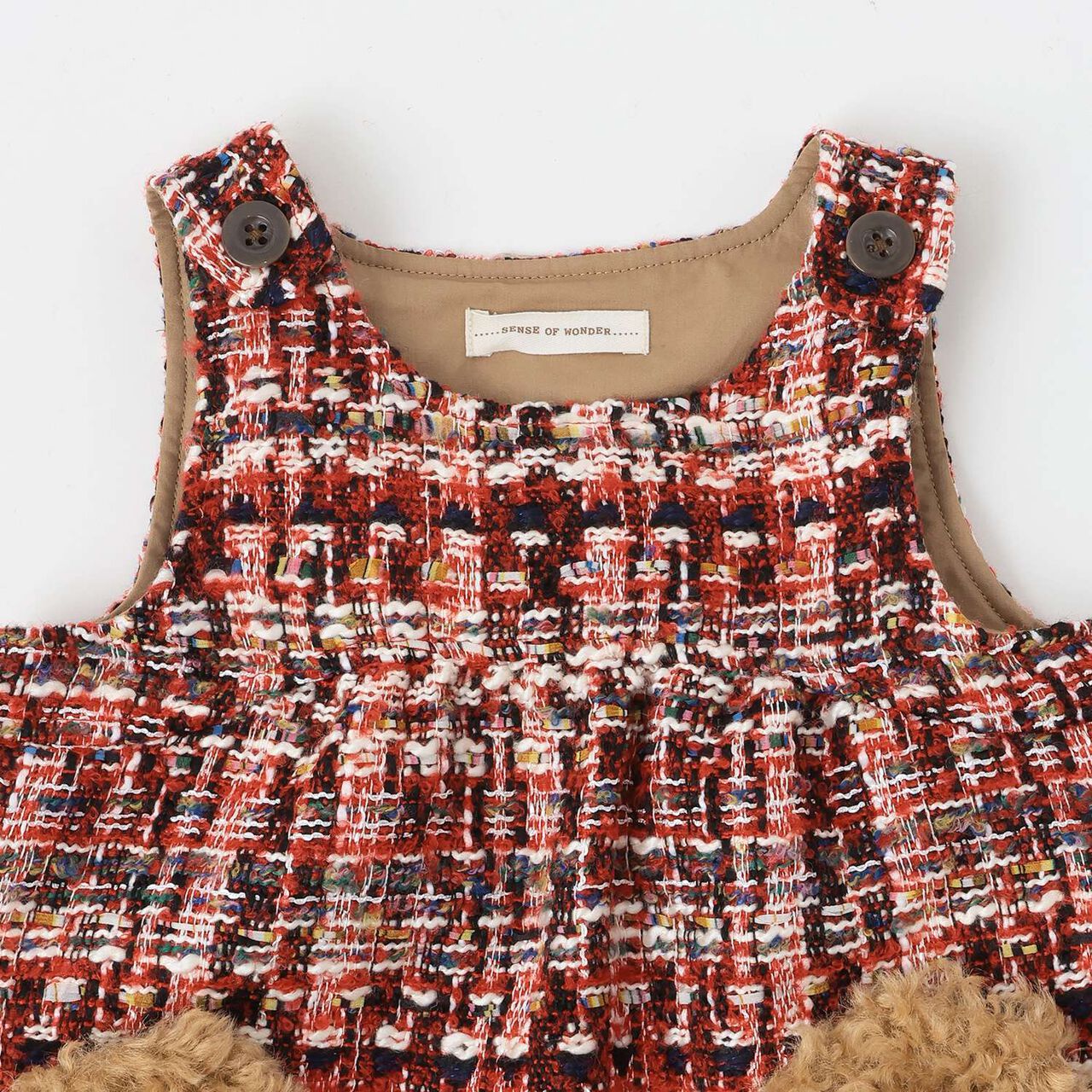 Roving Check Jumper Skirt,Red, large image number 2