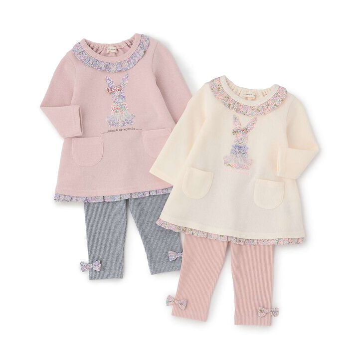 Liberty Appliqu&eacute; Rabbit One-Piece Dress Set,Pearl white, medium image number 11