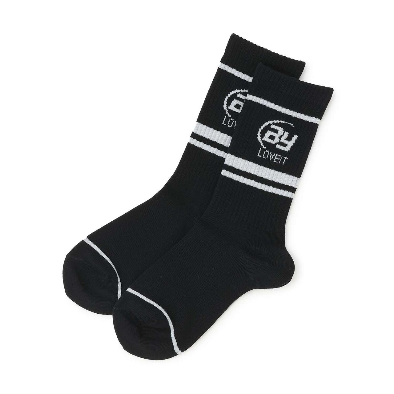 Logo Crew Socks,Black, large image number 0