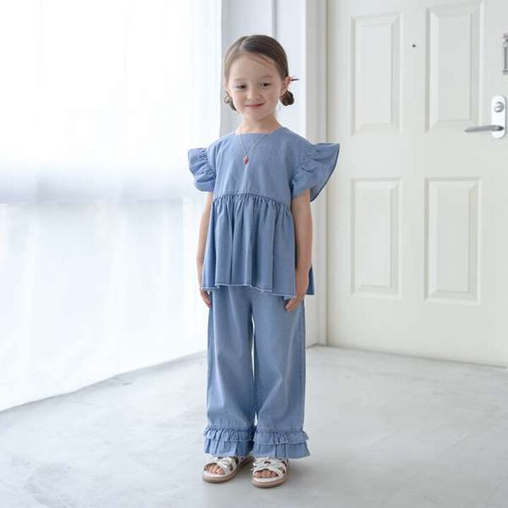 Peplum Blouse & Hem Frill Pants Outfit Set,Mocha tea, medium image number 22