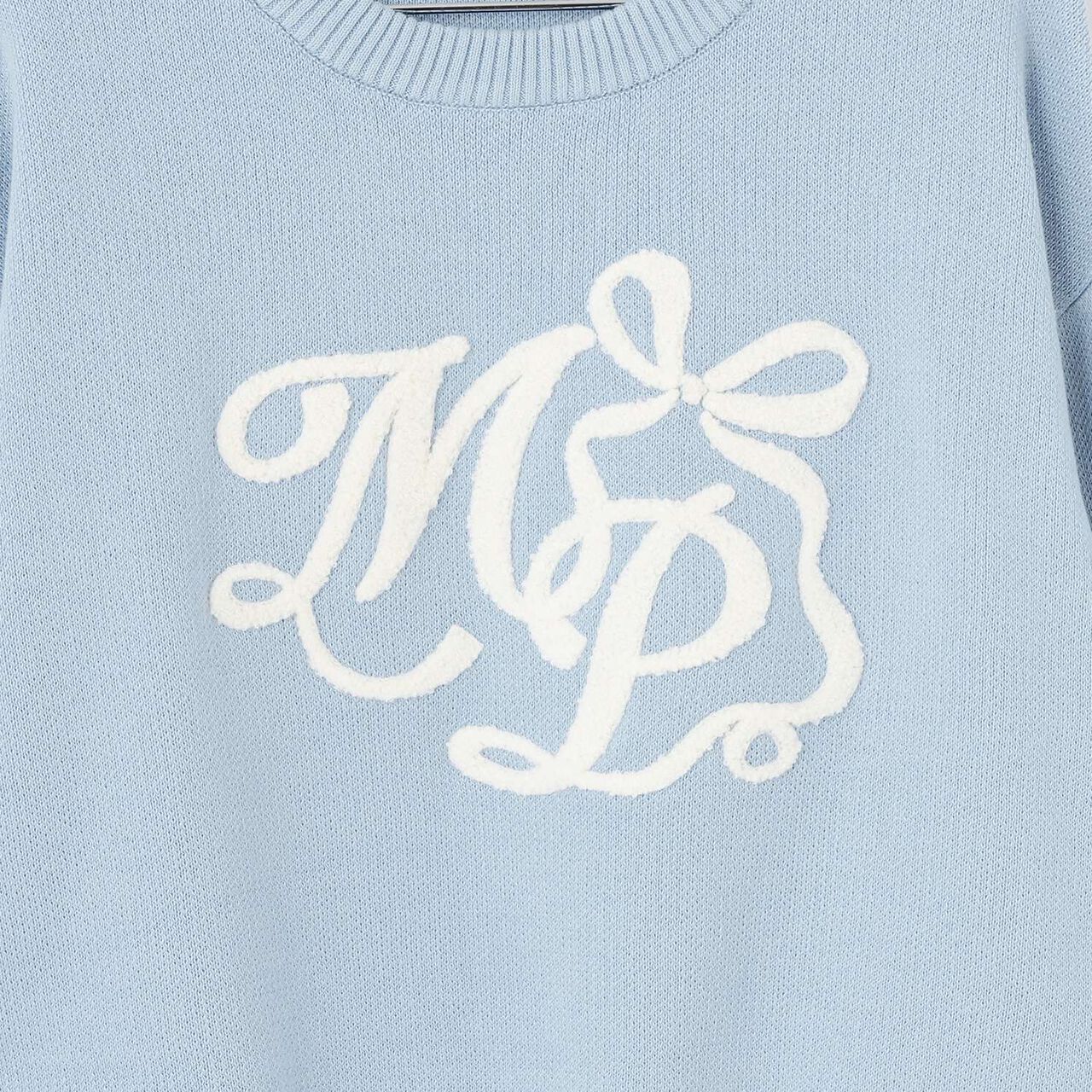 Logo Jacquard Embroidery Knitwear,Light blue, large image number 3