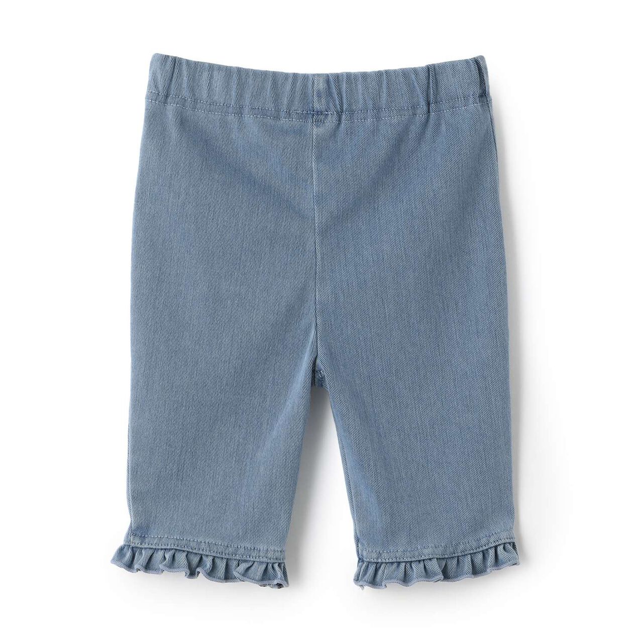 [Cool Touch] 3/4 Length Hem Frill Leggings,Sax blue, large image number 1