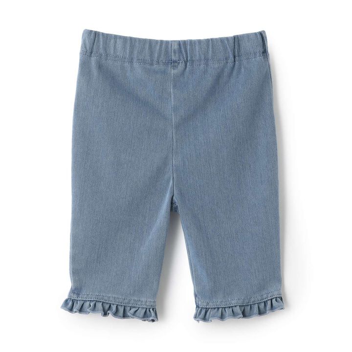 [Cool Touch] 3/4 Length Hem Frill Leggings,Sax blue, medium image number 1