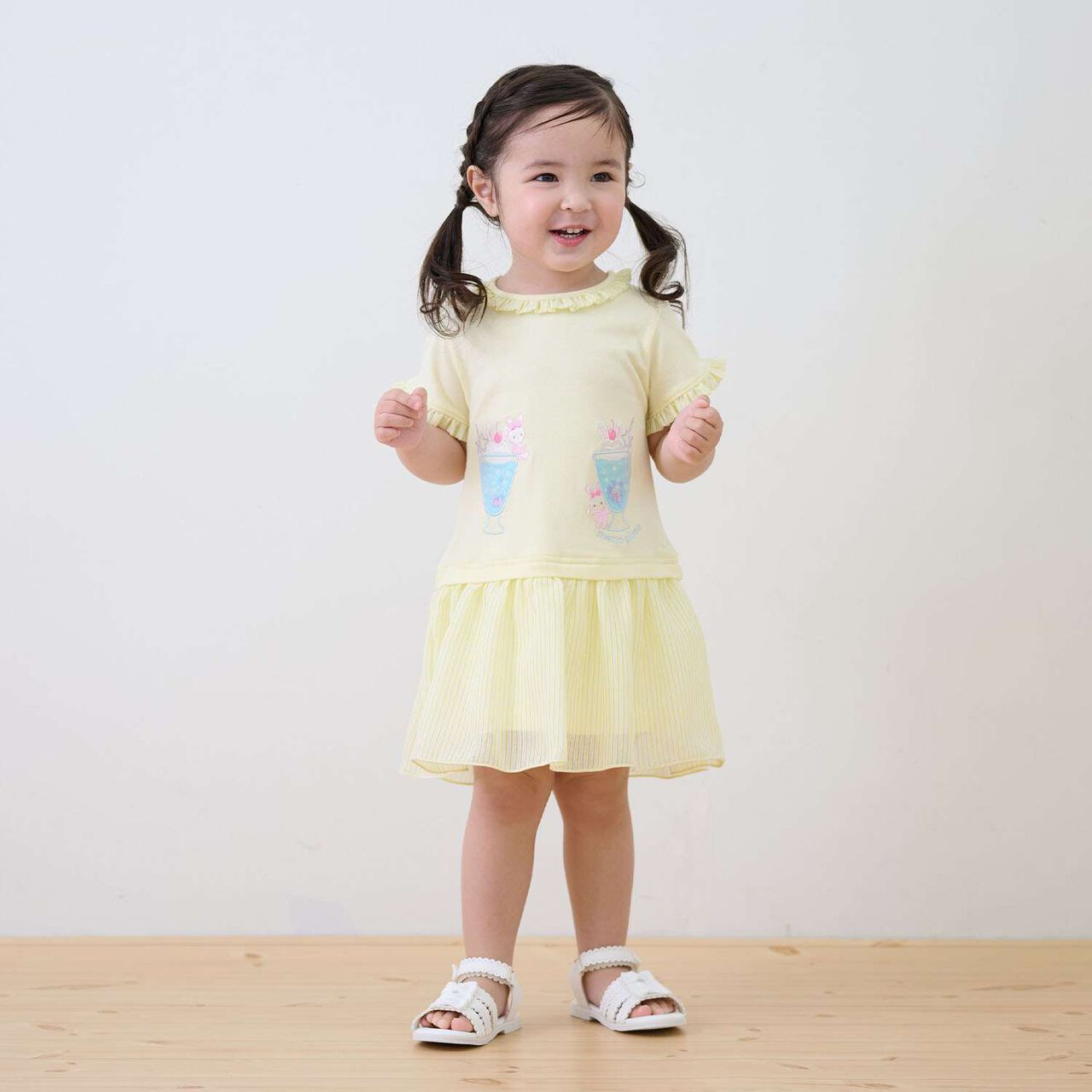 Rabbit Soda Short-Sleeve Cut and Sew One-Piece Dress,Light pink, large image number 1