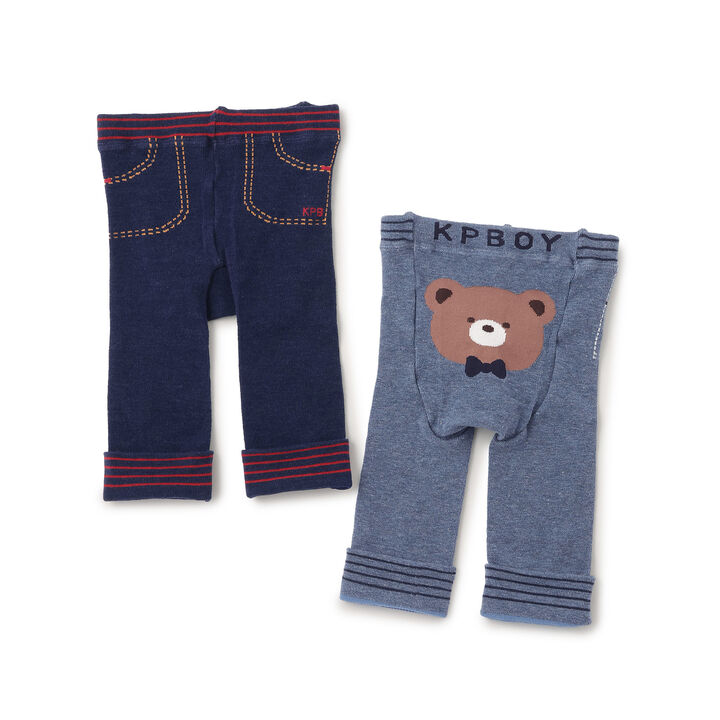 [Made in Japan] Hip Bear Braided 3/4 Length Leggings,Navy, medium image number 6